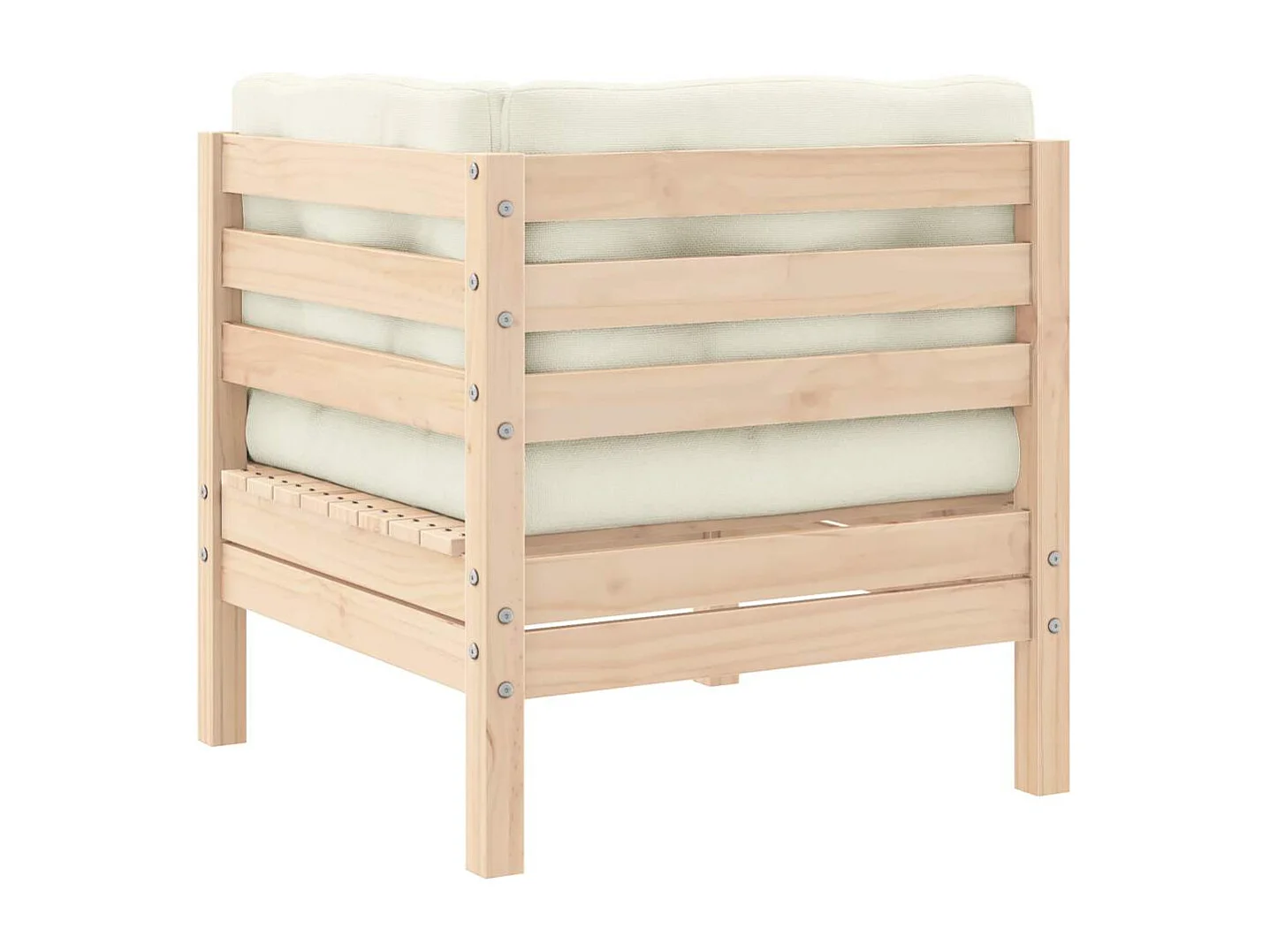 Gartensofa 2-Sitzer mit Kissen in Creme Massivholz Kiefer