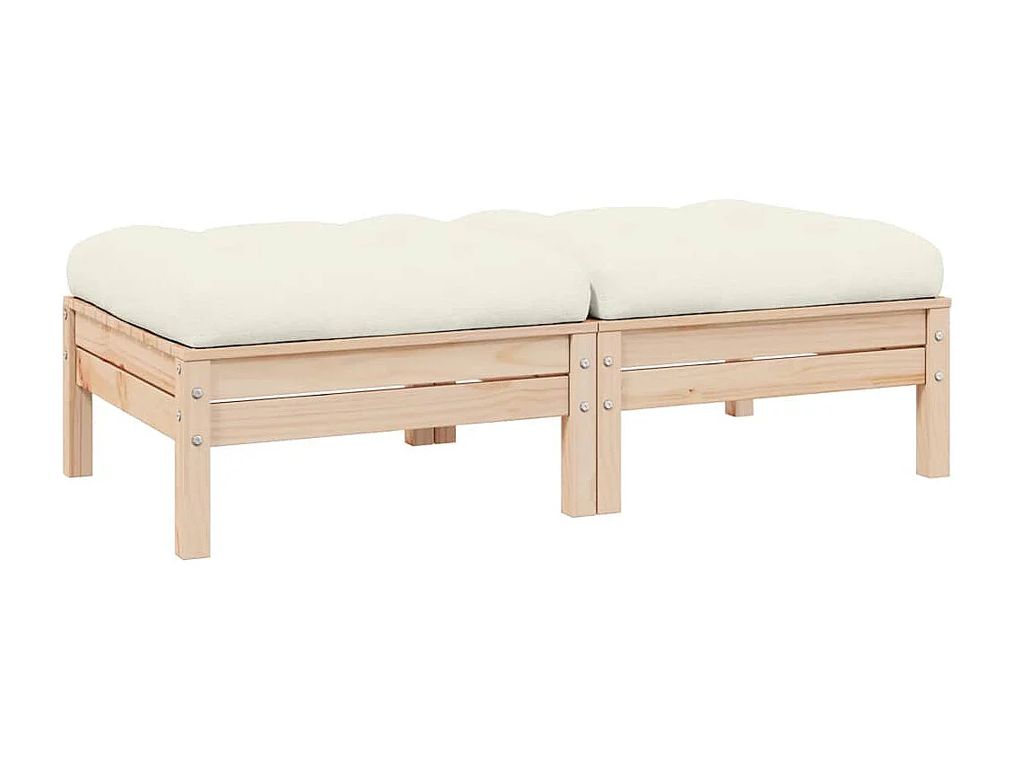 Gartensofa 2-Sitzer mit Kissen in Creme Massivholz Kiefer