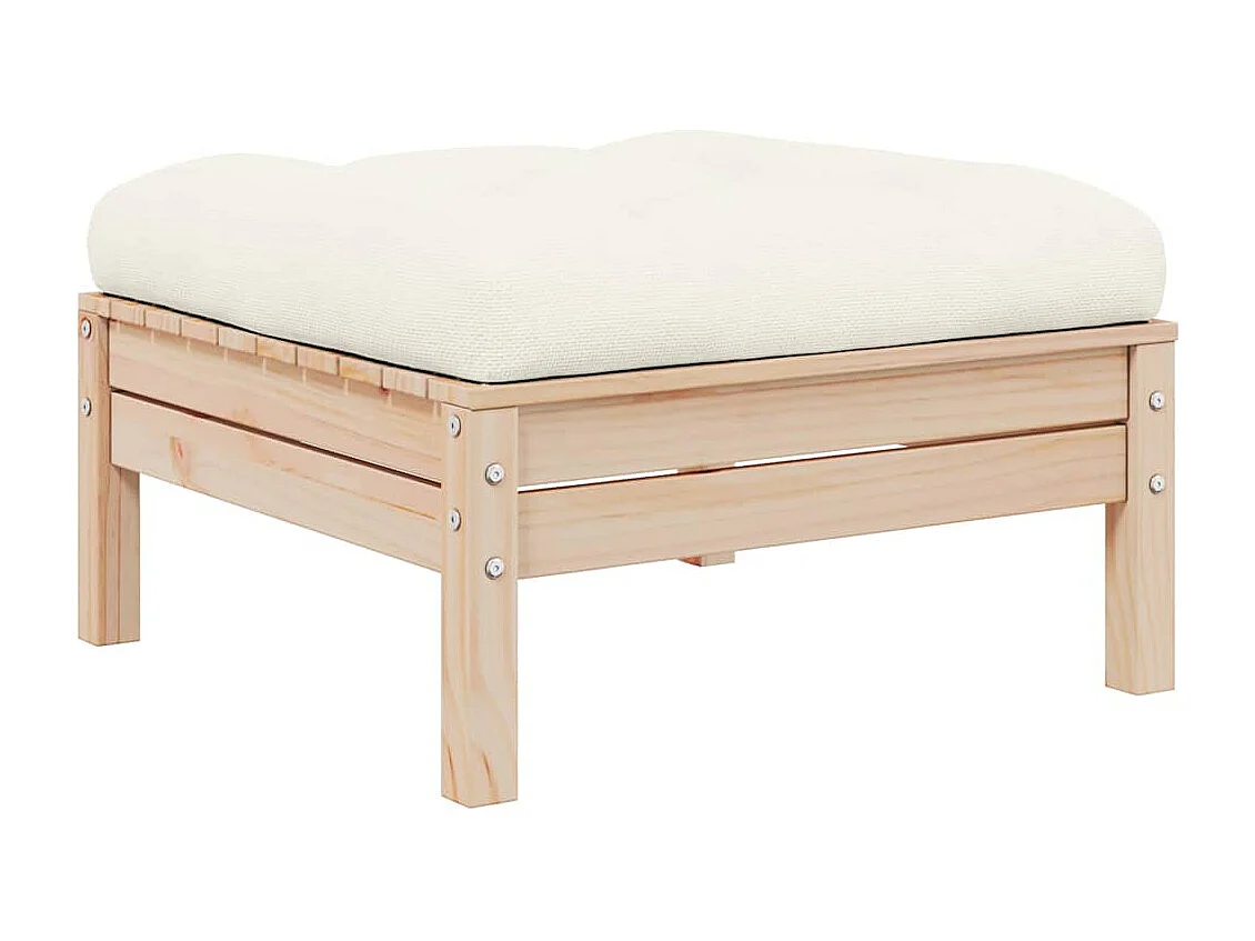 Gartensofa 2-Sitzer mit Kissen in Creme Massivholz Kiefer