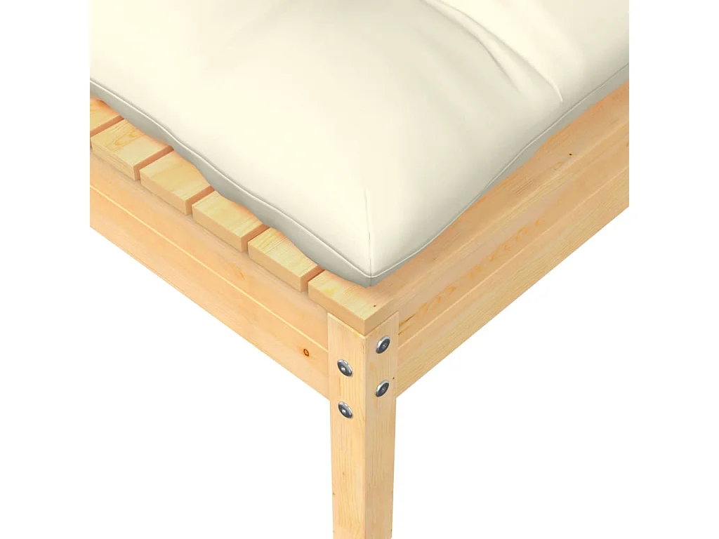 Gartensofa 2-Sitzer mit Kissen in Creme Massivholz Kiefer