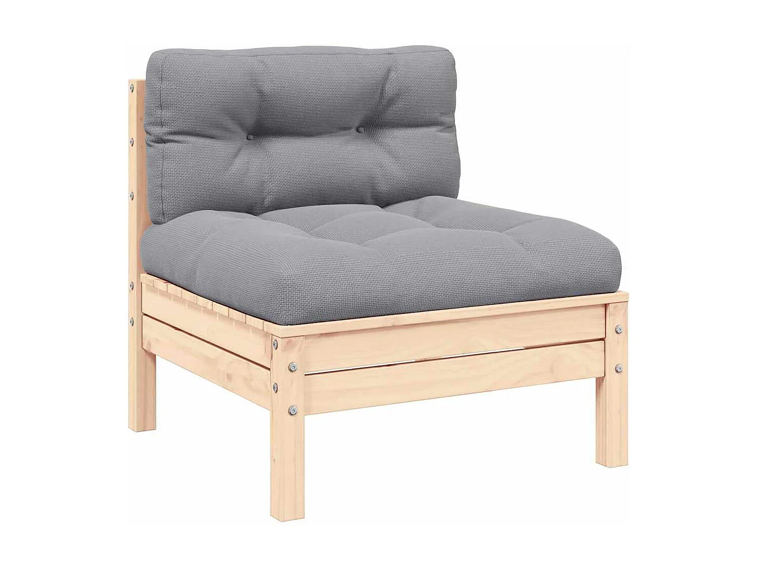 Divano da Giardino a 2 Posti con Cuscini Grigi Massello di Pino