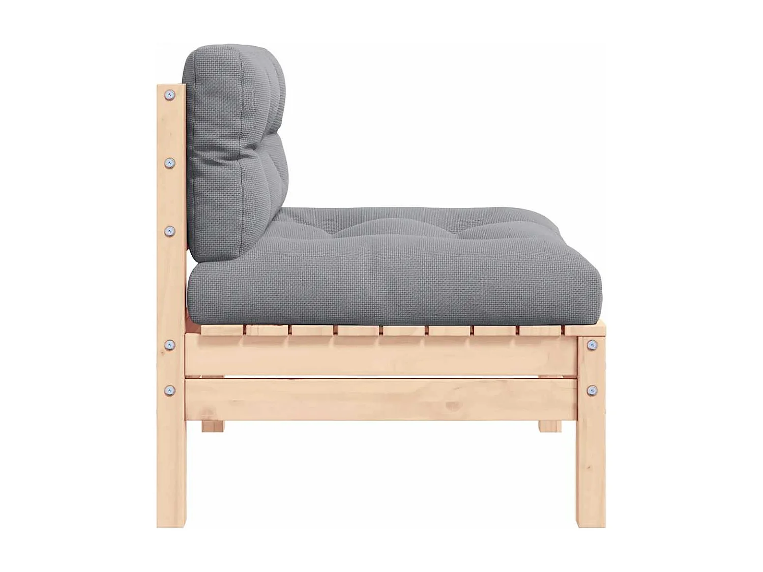 Canapé 2 places de jardin et coussins gris Bois de pin solide