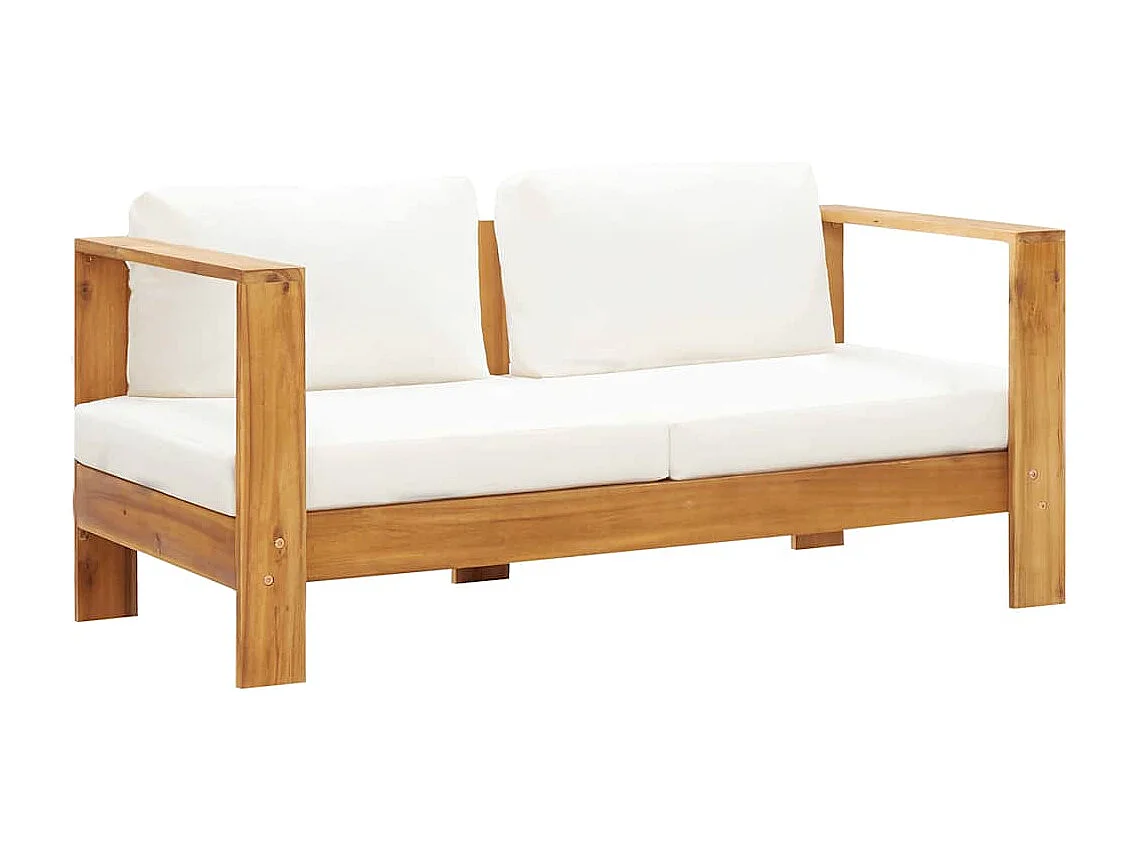 Canapé de jardin avec coussin 140 cm Acacia solide Blanc crème