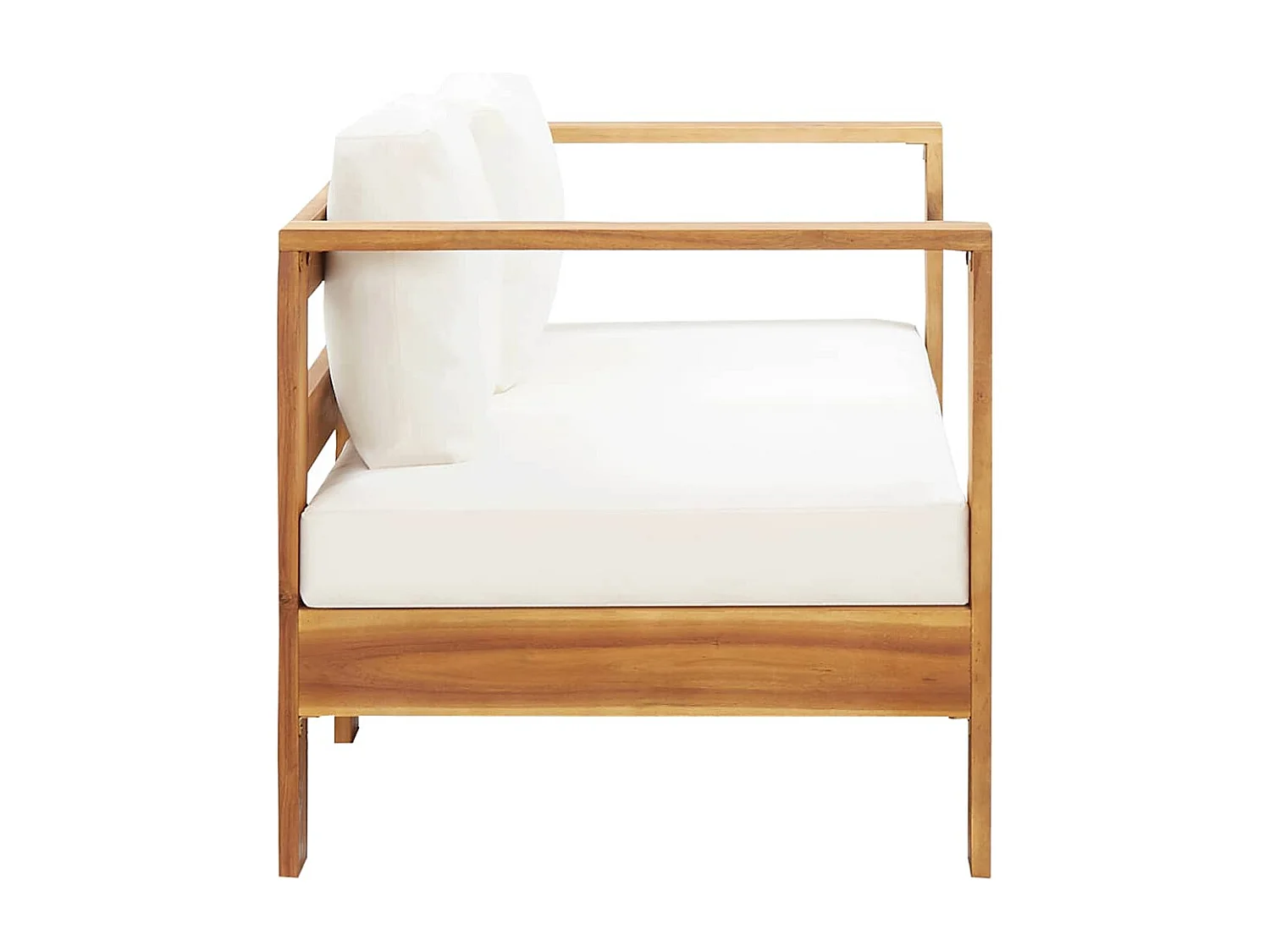 Canapé de jardin avec coussin 140 cm Acacia solide Blanc crème