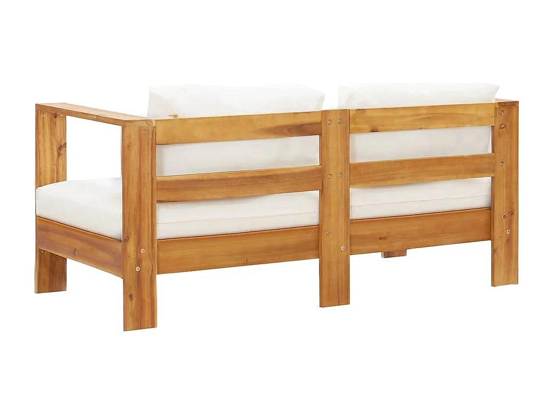 Canapé de jardin avec coussin 140 cm Acacia solide Blanc crème