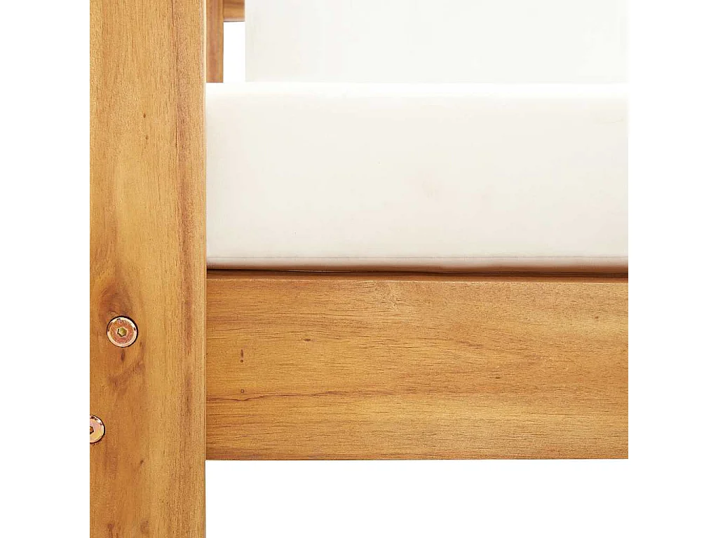 Canapé de jardin avec coussin 140 cm Acacia solide Blanc crème