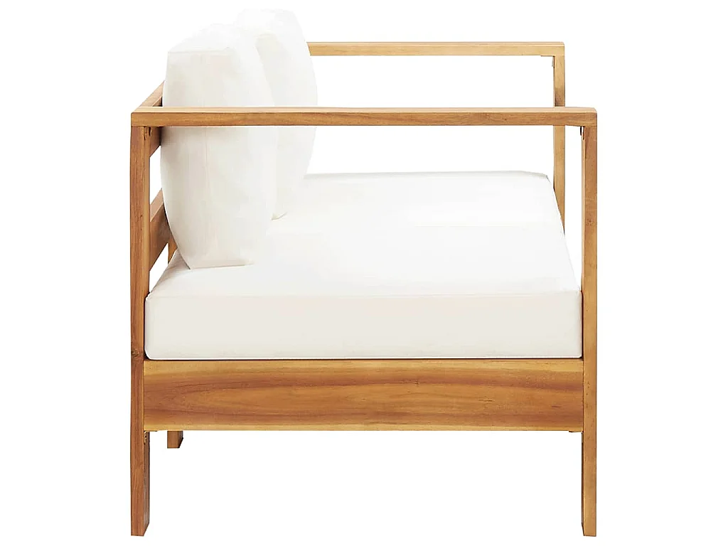 Sofá de jardín con cojín madera de acacia blanco crema 140 cm
