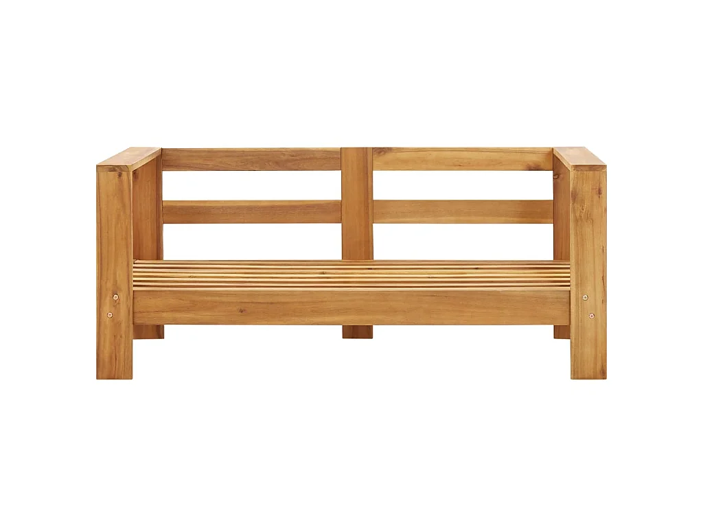 Sofá de jardín con cojín madera de acacia blanco crema 140 cm