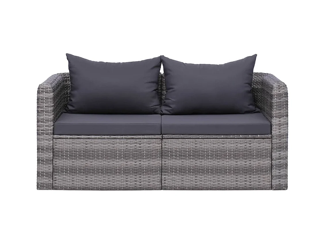 Canapés d'angle de jardin 2 pcs Gris Résine tressée