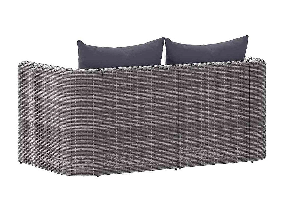 Canapés d'angle de jardin 2 pcs Gris Résine tressée