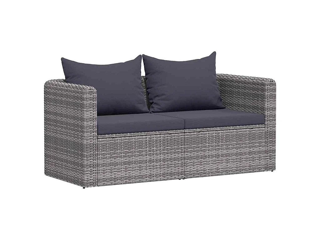 Garten-Ecksofas 2 Stk. Grau Poly Rattan