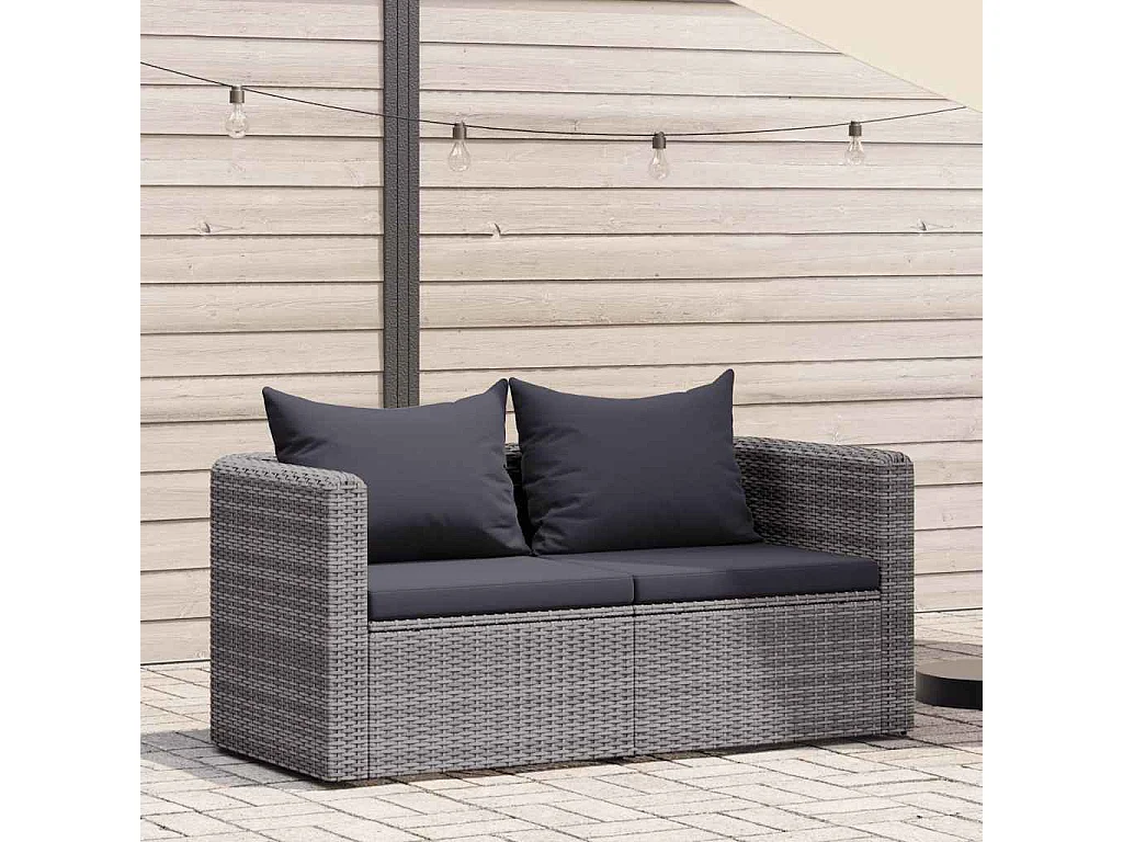 Garten-Ecksofas 2 Stk. Grau Poly Rattan