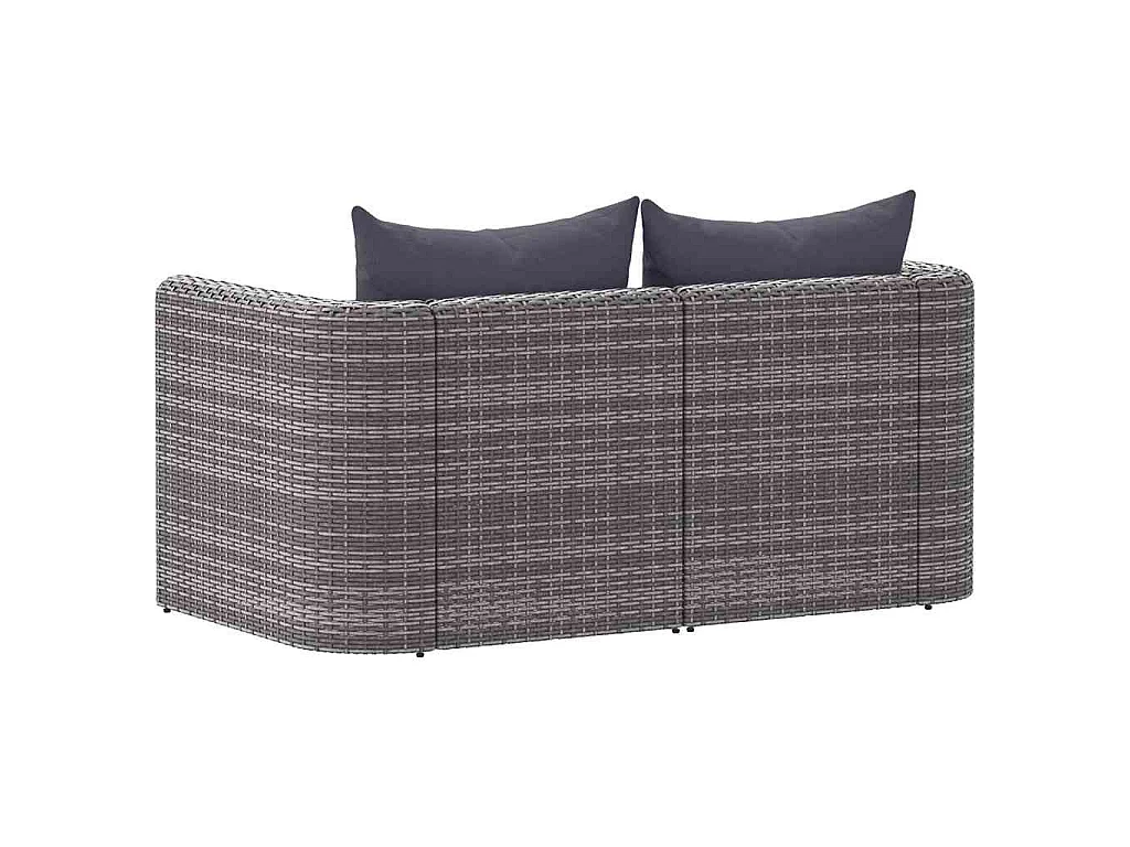 Garten-Ecksofas 2 Stk. Grau Poly Rattan