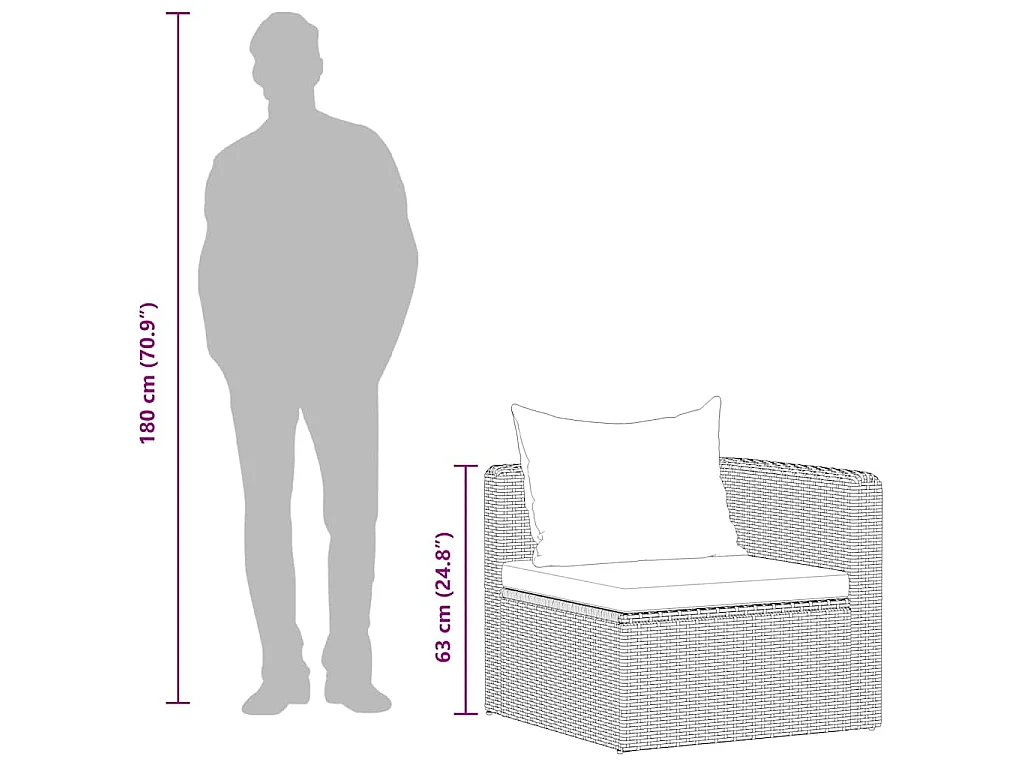 Garten-Ecksofas 2 Stk. Grau Poly Rattan
