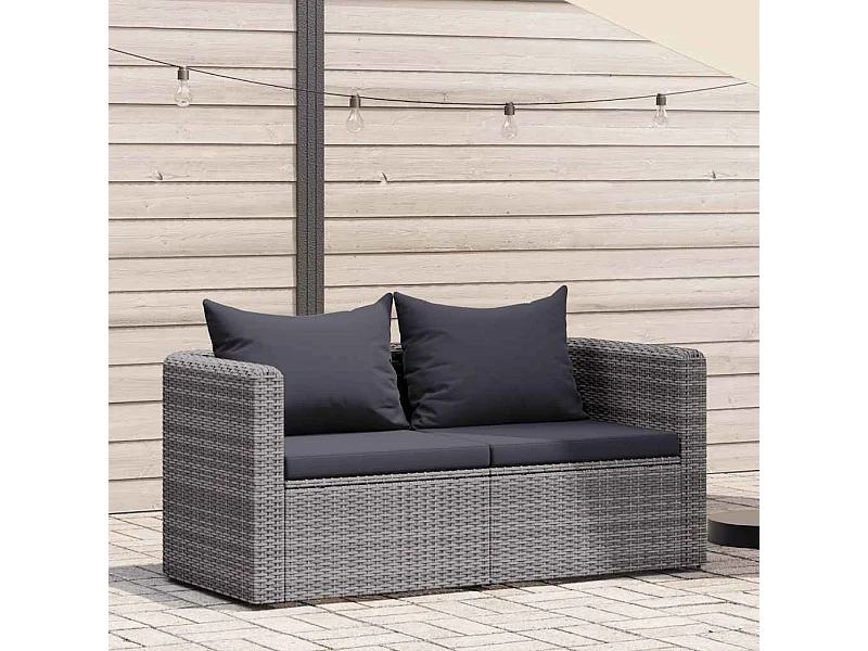 Canapés d'angle de jardin 2 pcs Gris Résine tressée