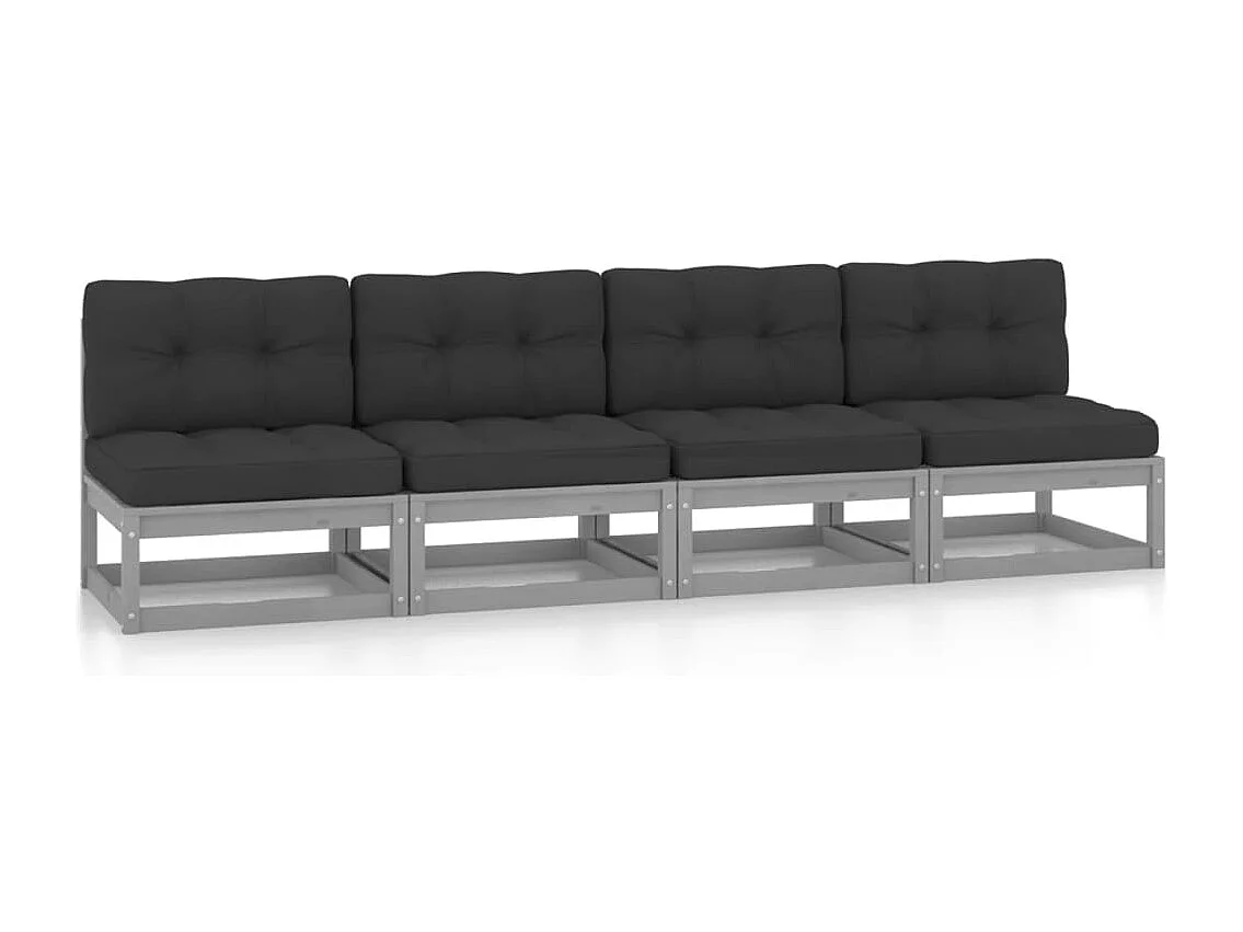 4-Sitzer-Gartensofa mit Kissen Kiefer Massivholz