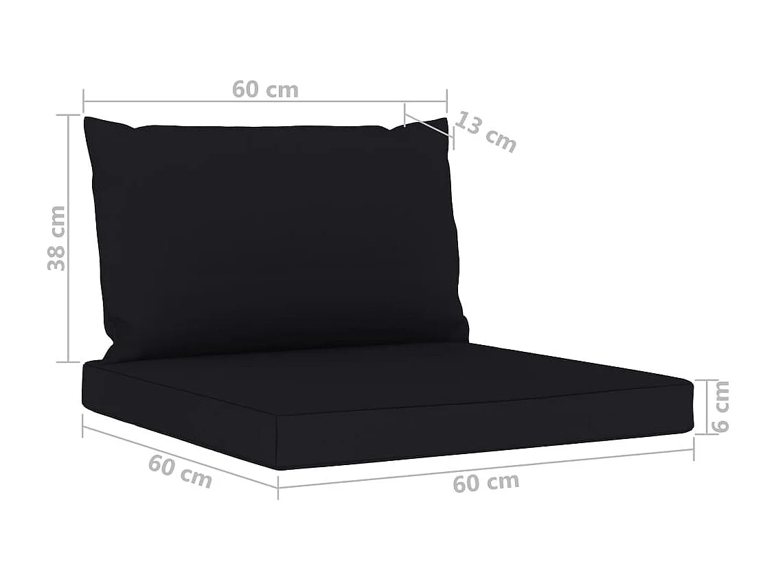 Canapé de jardin 4 places avec coussins noir