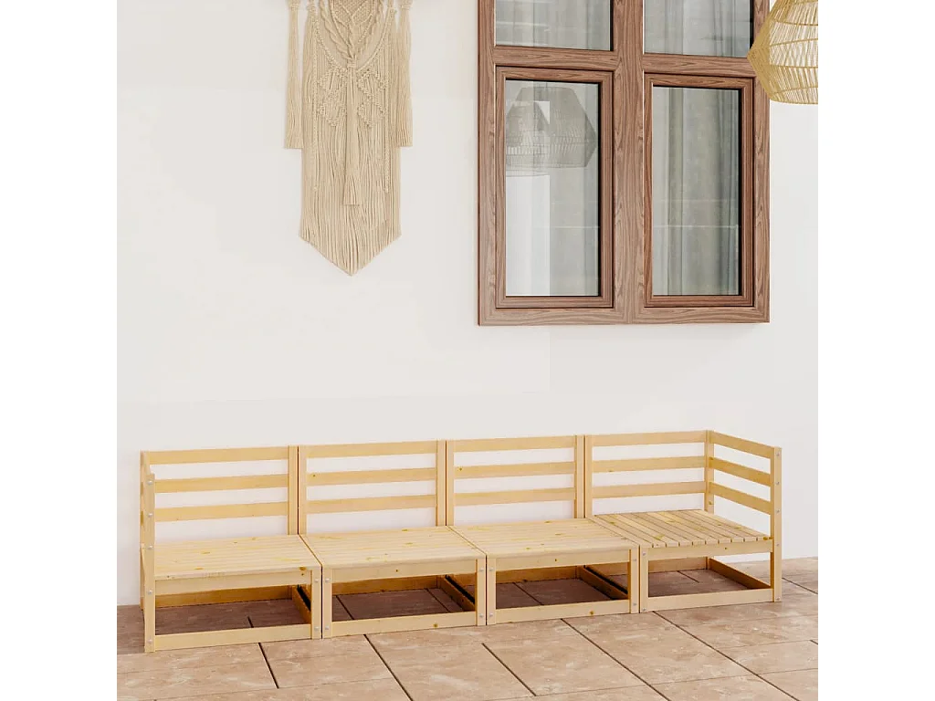 Canapé 4 places de jardin bois de pin massif