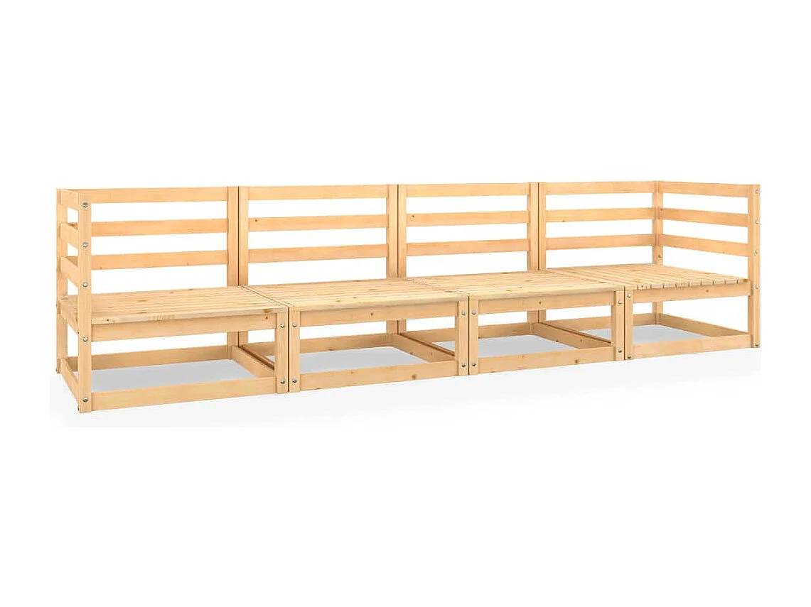 Canapé 4 places de jardin bois de pin massif