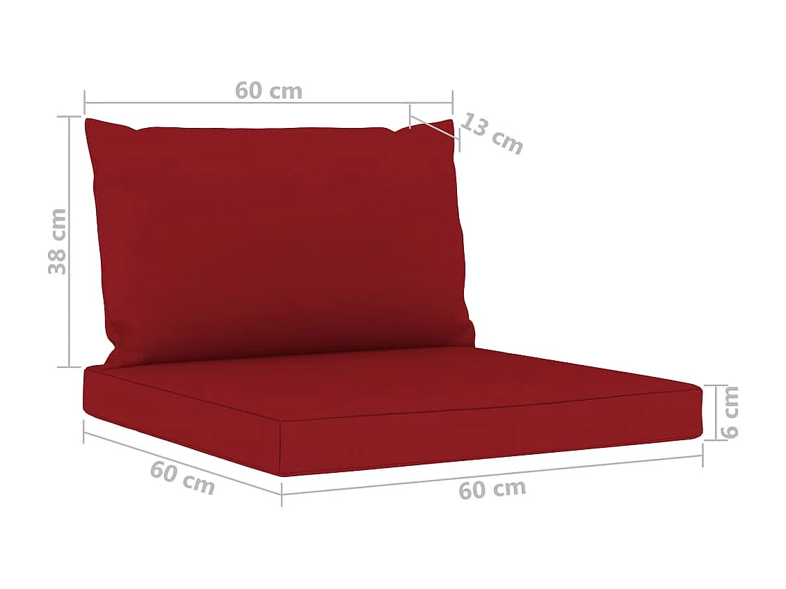 Sofá de jardim com 4 lugares almofadões vermelho tinto