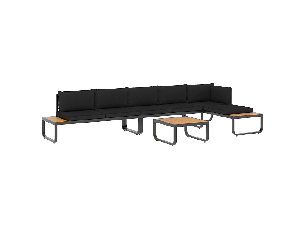 4-tlg. Garten-Ecksofa-Set mit Auflagen Aluminium und WPC