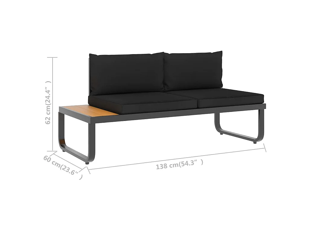 4-tlg. Garten-Ecksofa-Set mit Auflagen Aluminium und WPC
