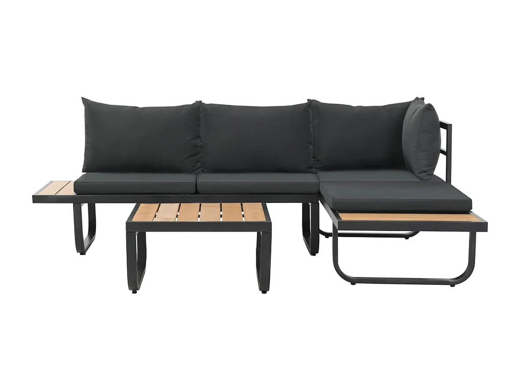 Canapé d'angle de jardin à 2 places avec coussins Aluminium WPC