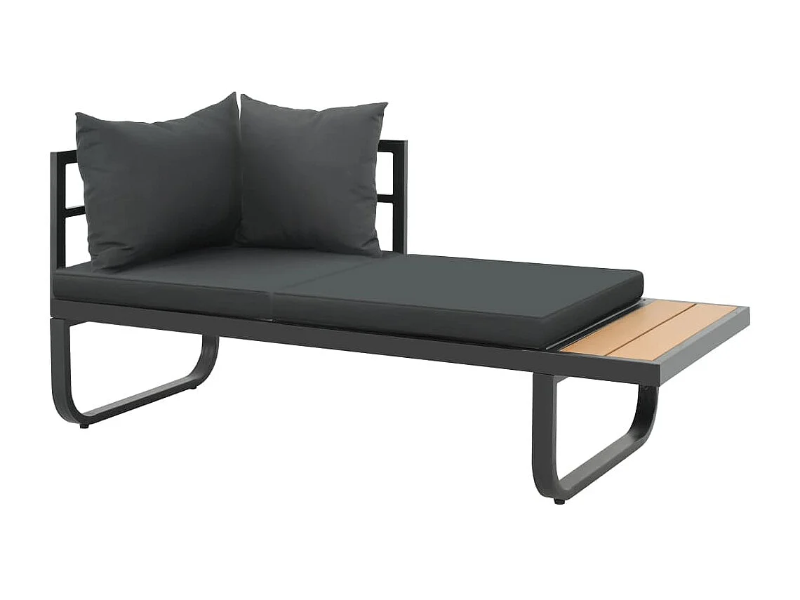 Canapé d'angle de jardin à 2 places avec coussins Aluminium WPC