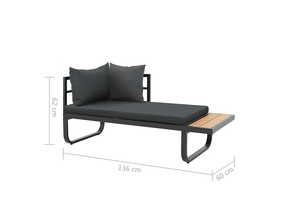 Set Divano da Giardino 2 pz ad Angolo Cuscini in Alluminio WPC