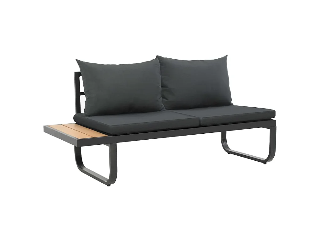 Set Divano da Giardino 2 pz ad Angolo Cuscini in Alluminio WPC
