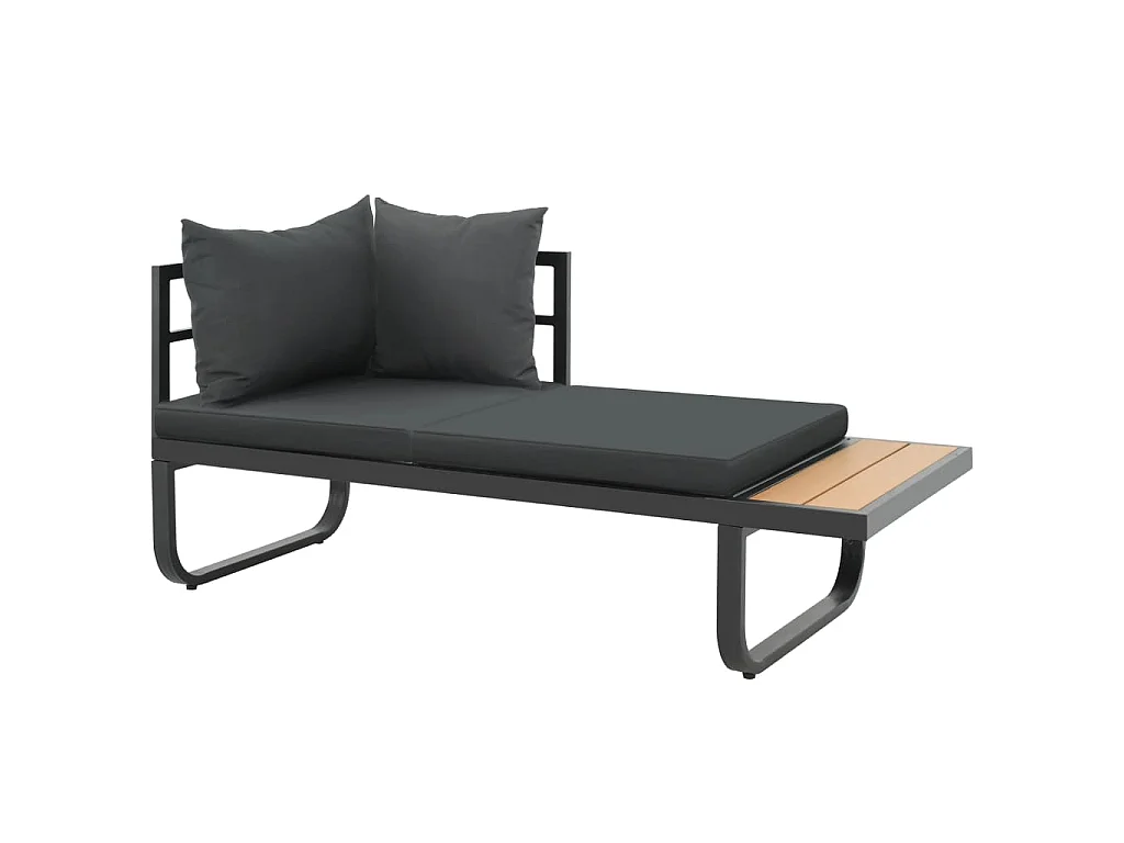 Set Divano da Giardino 2 pz ad Angolo Cuscini in Alluminio WPC