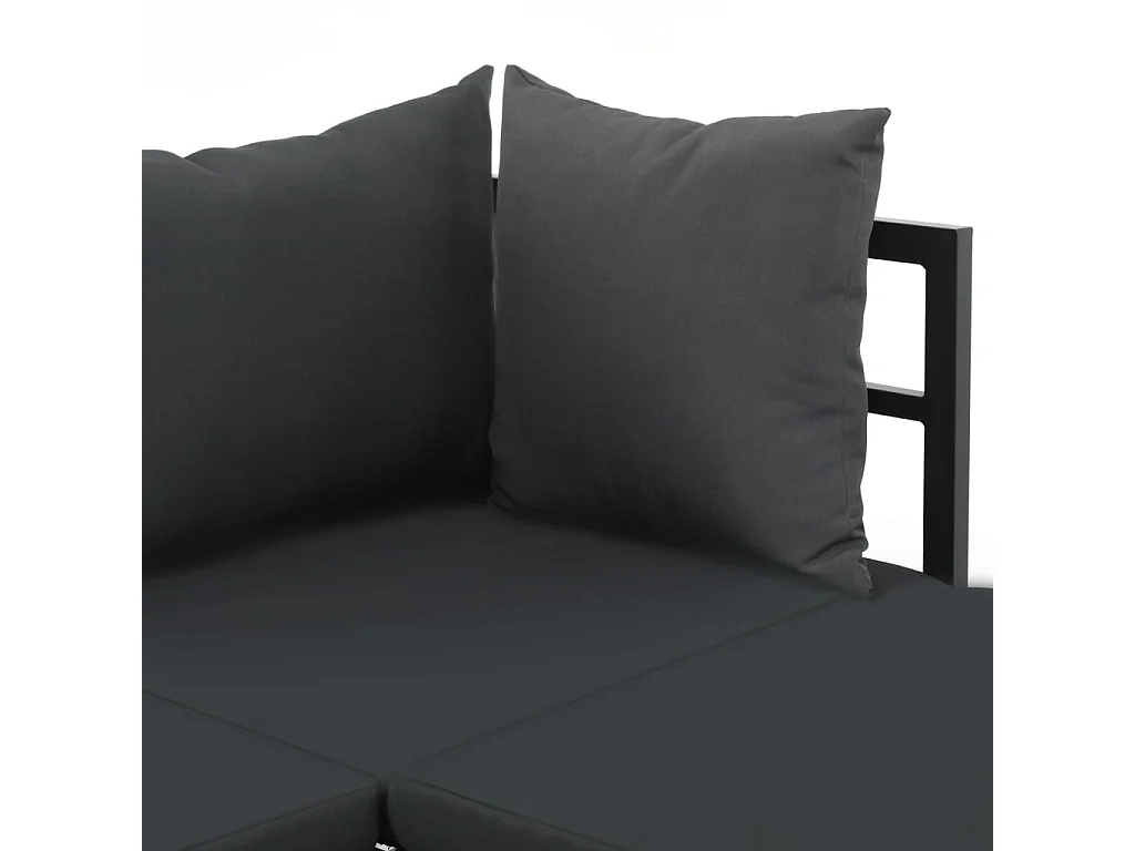 Set Divano da Giardino 2 pz ad Angolo Cuscini in Alluminio WPC