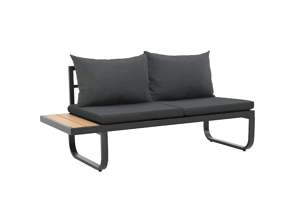Canapé d'angle de jardin à 2 places avec coussins Aluminium WPC