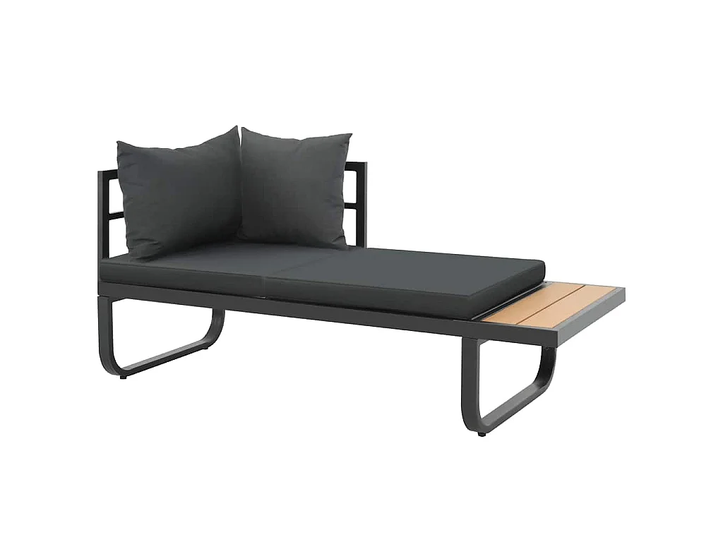 Canapé d'angle de jardin à 2 places avec coussins Aluminium WPC