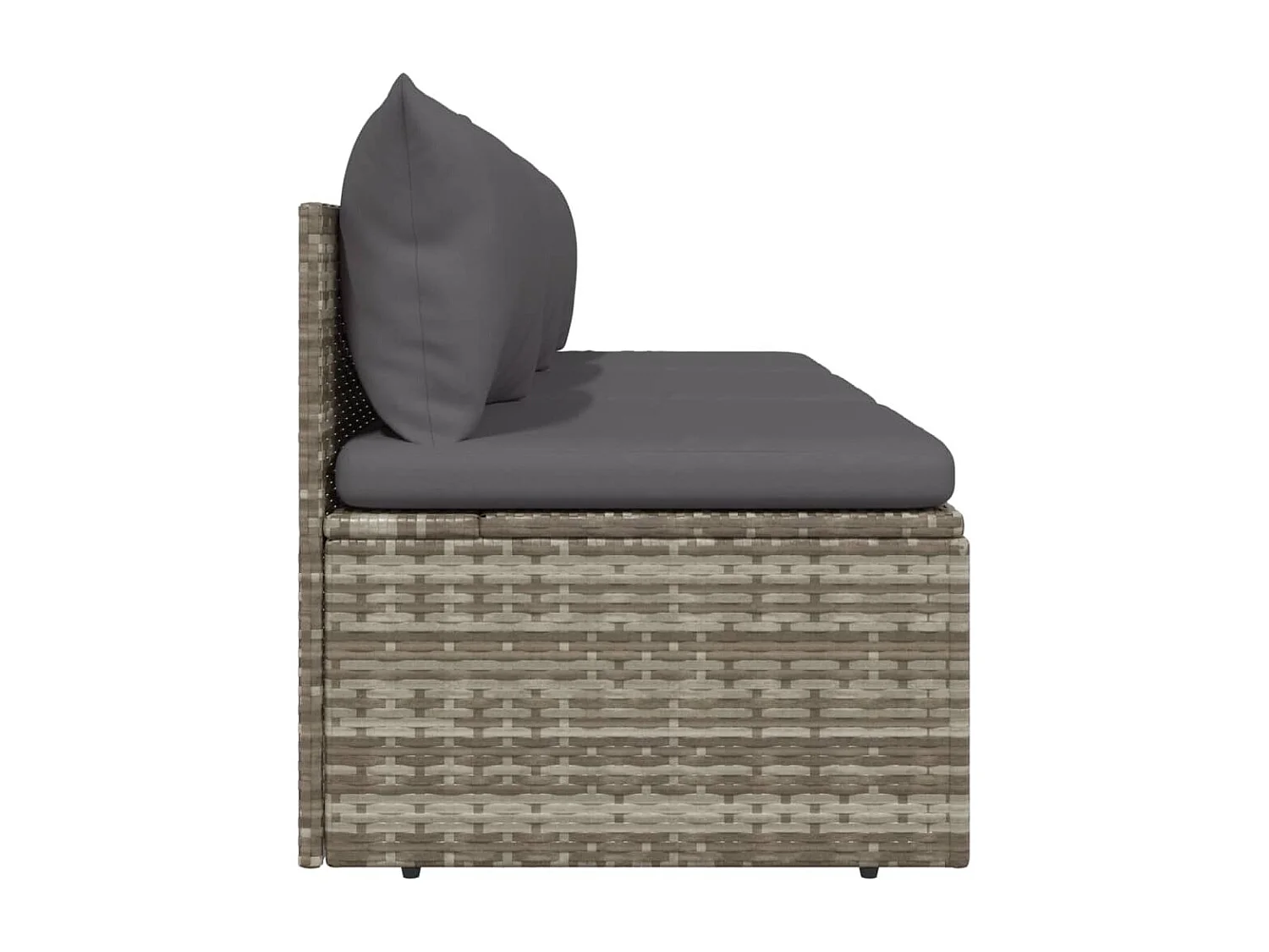 Tuinbank 3-zits met kussens poly rattan grijs