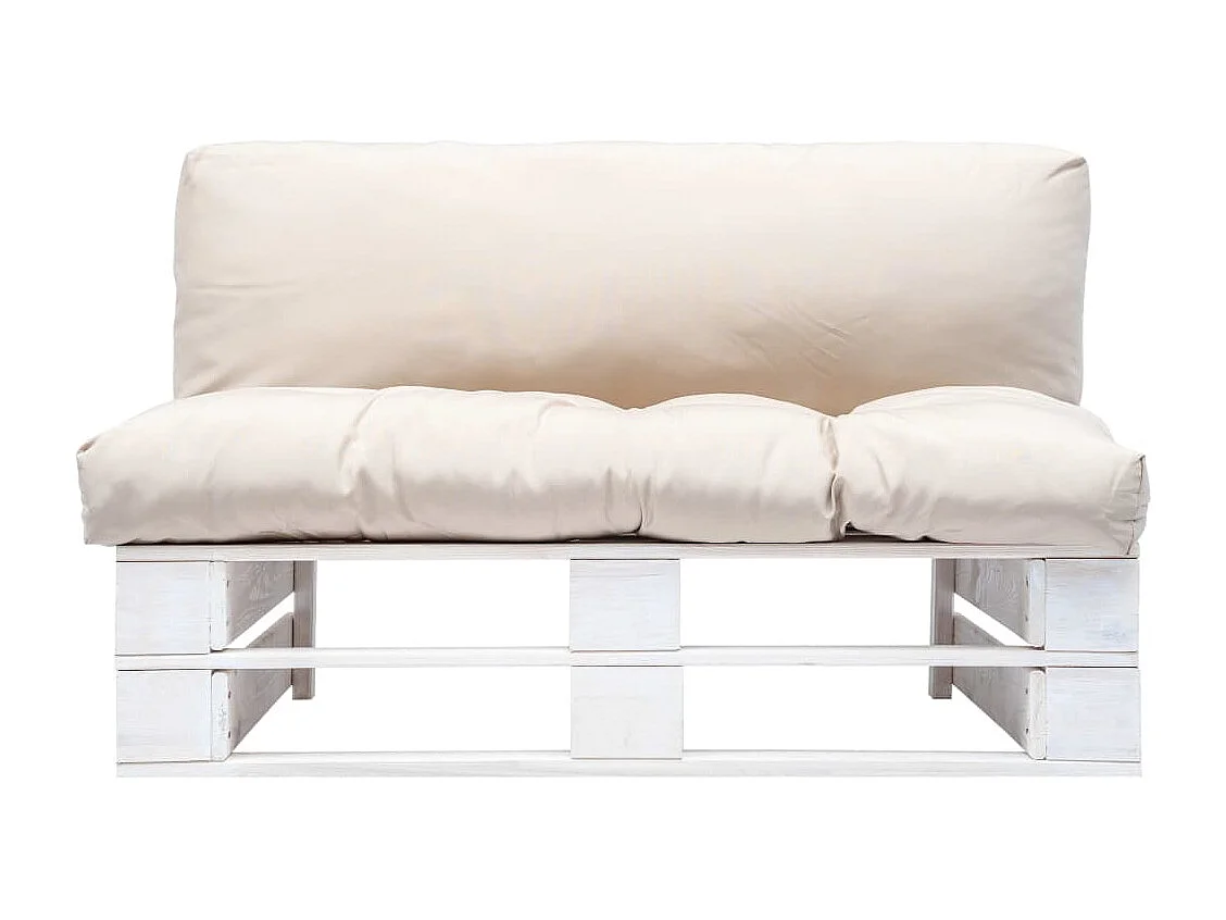 Canapé de jardin palette avec coussins sable Pinède