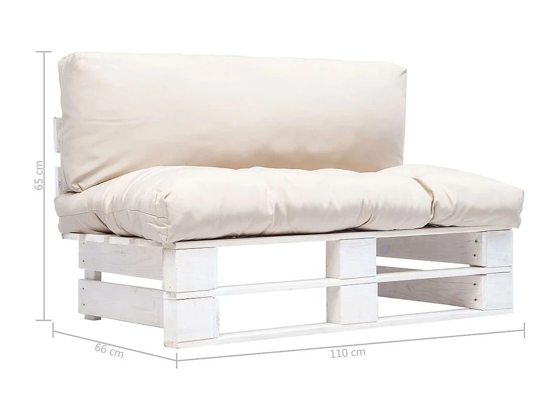 Canapé de jardin palette avec coussins sable Pinède