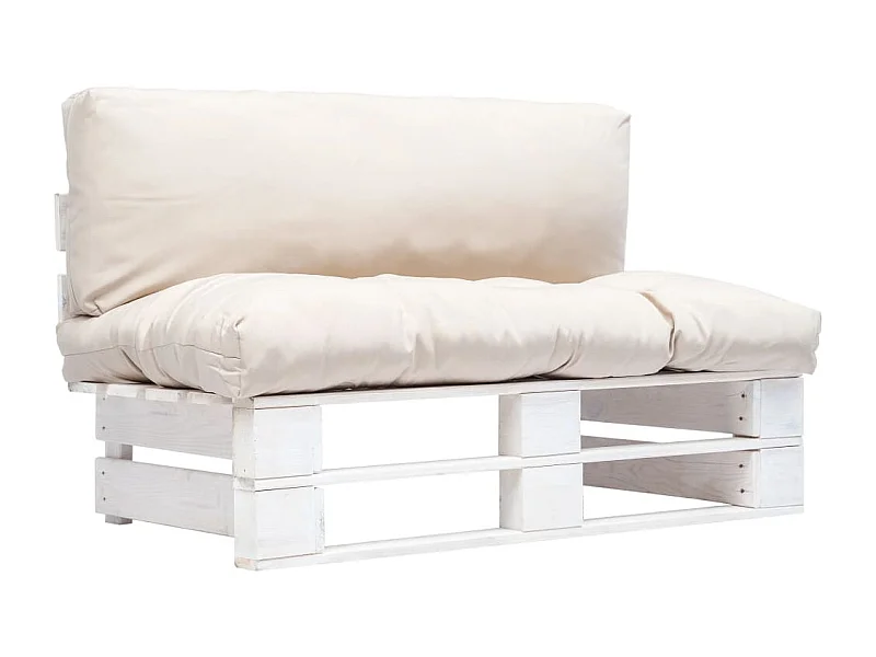 Outdoor-Sofa Paletten mit Kissen in Sandfarben Kiefernholz