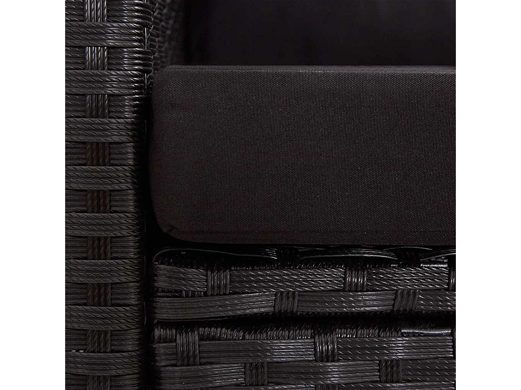 Canapé 2 places de jardin et coussins Noir 124cm Résine tressée