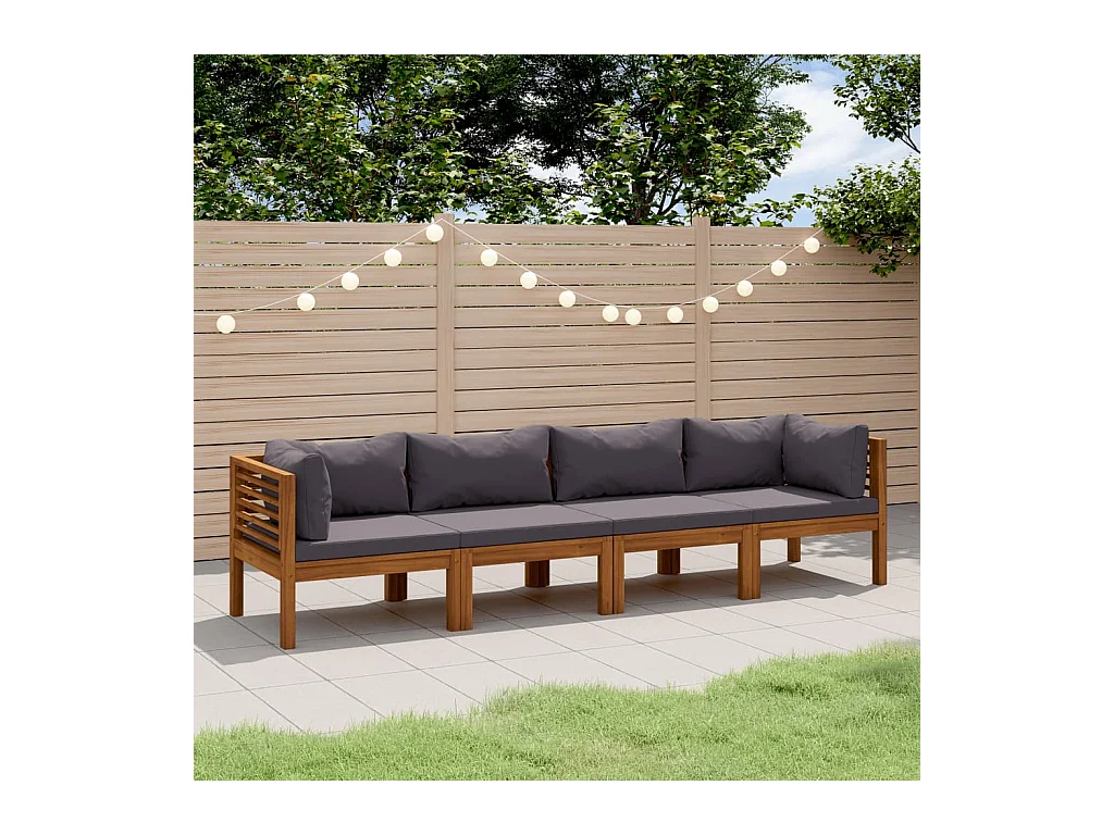 Canapé de jardin à 4 places avec coussin Bois d'acacia massif
