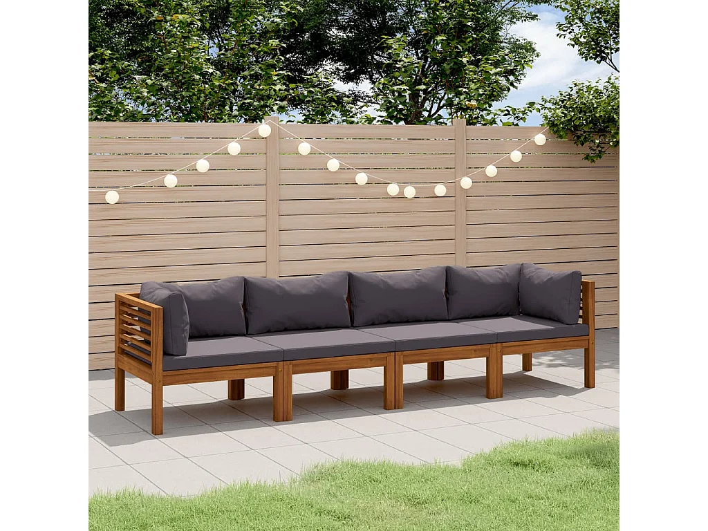 Canapé de jardin à 4 places avec coussin Bois d'acacia massif