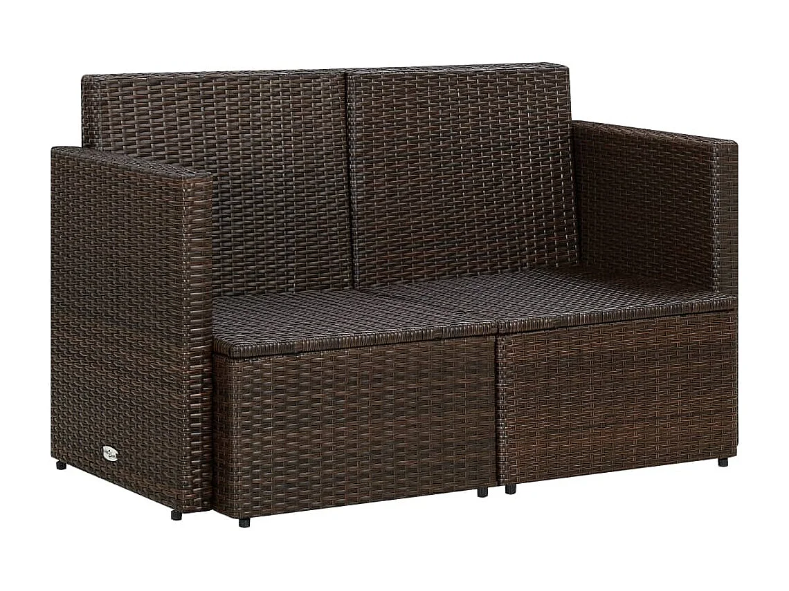 2-Sitzer-Gartensofa mit Auflagen Braun Poly Rattan