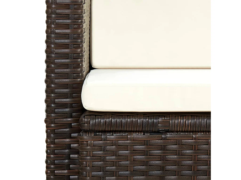 2-Sitzer-Gartensofa mit Auflagen Braun Poly Rattan