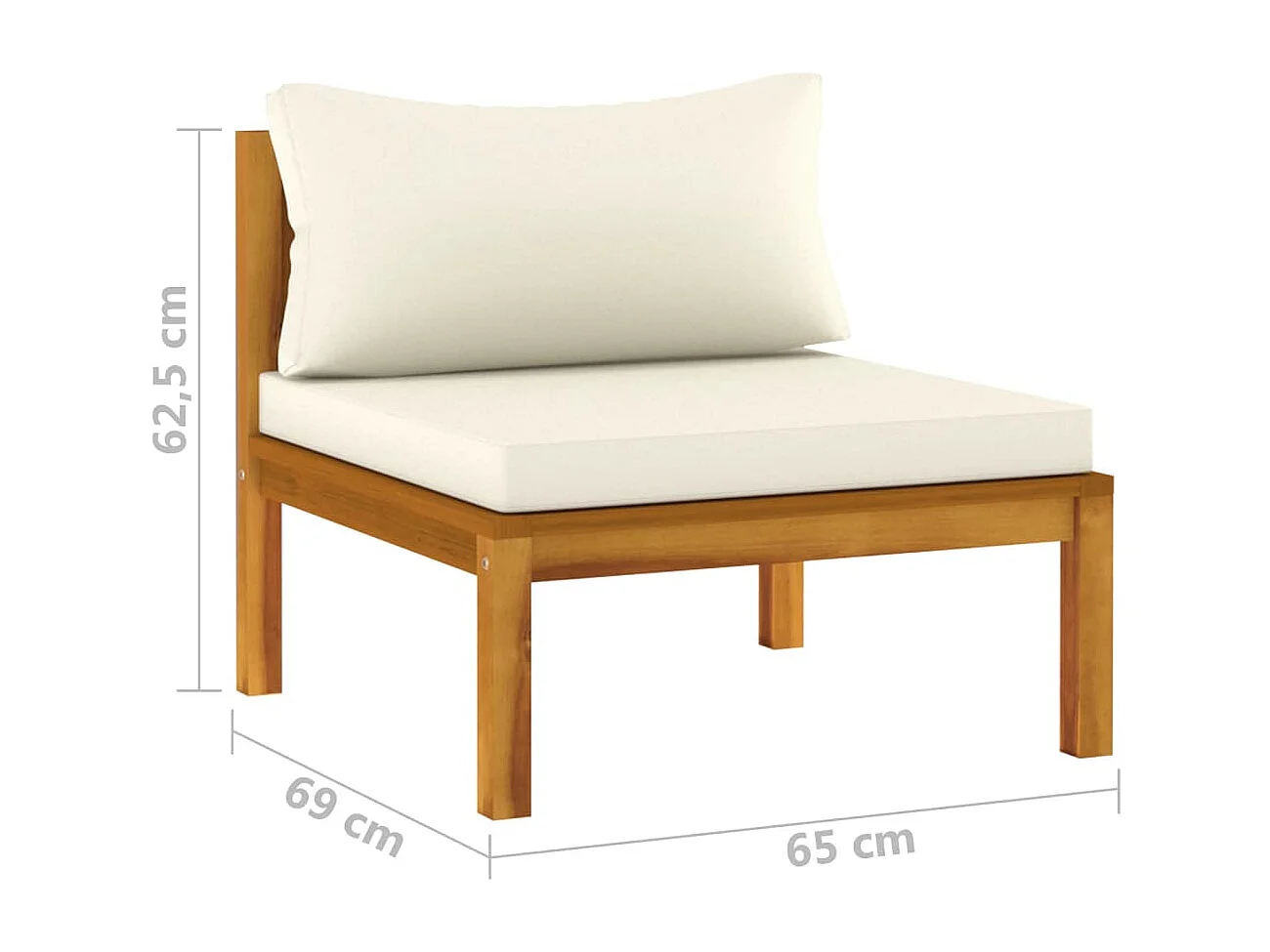 Canapé de jardin 3 places et coussin crème Bois d'acacia massif