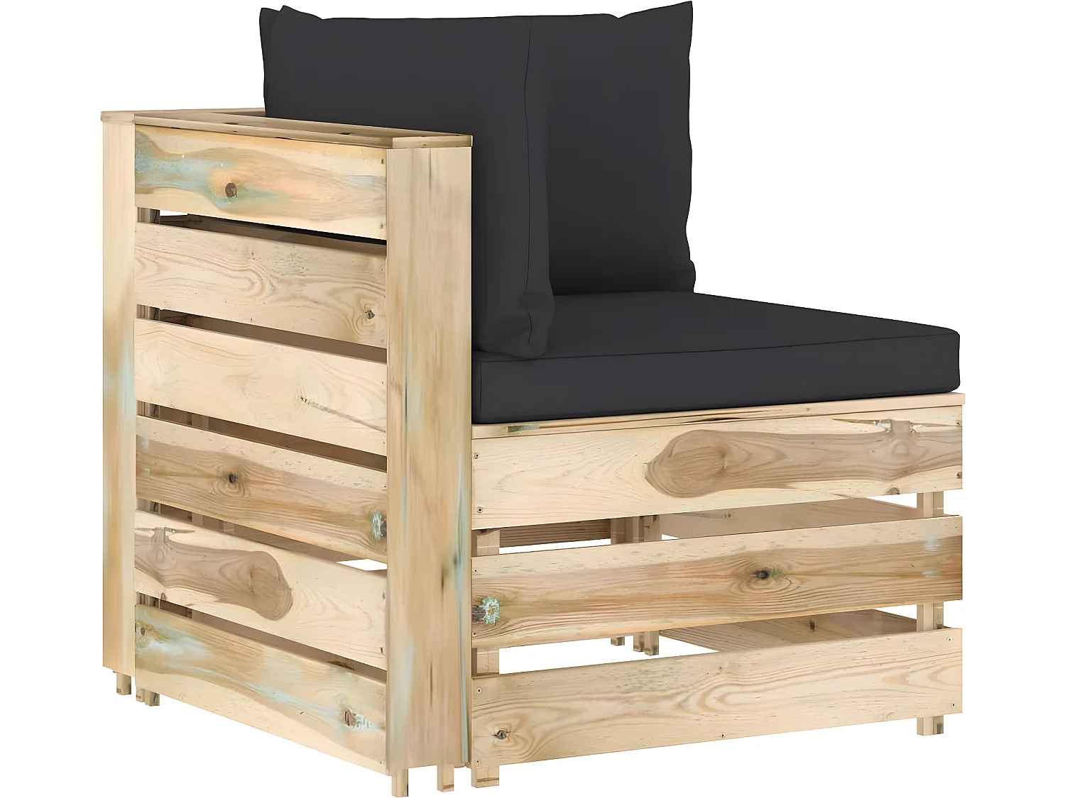 Canapé de jardin 2 places avec coussins Bois imprégné de vert