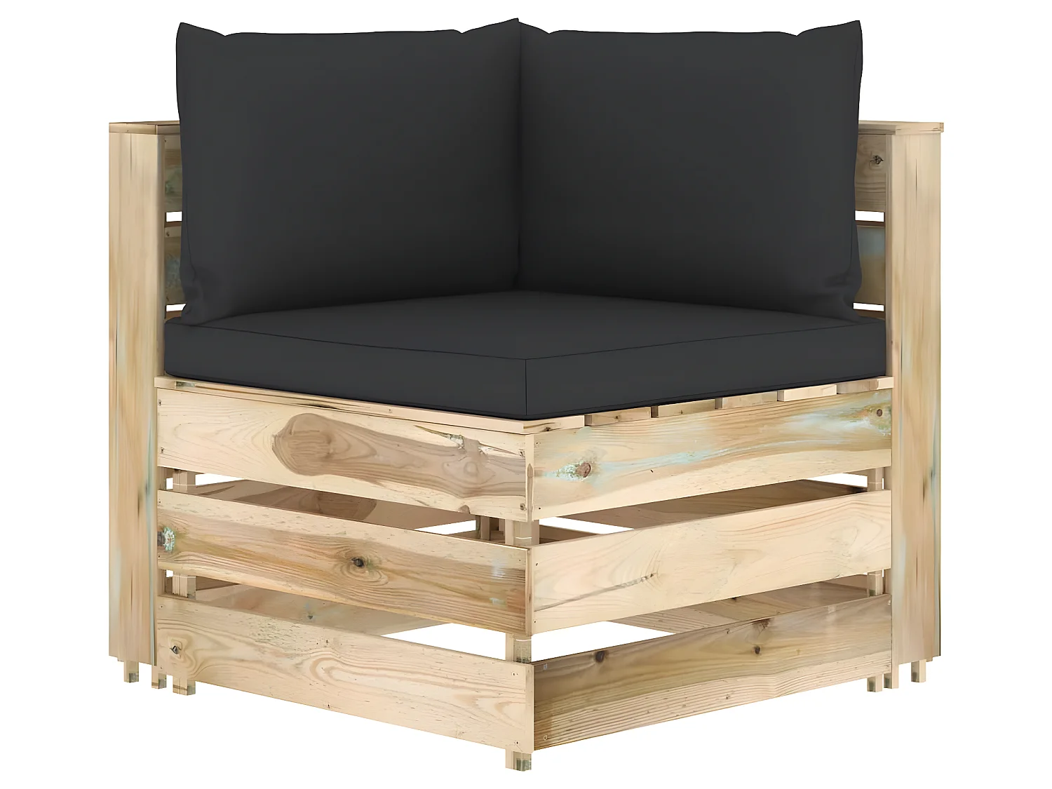 Canapé de jardin 2 places avec coussins Bois imprégné de vert