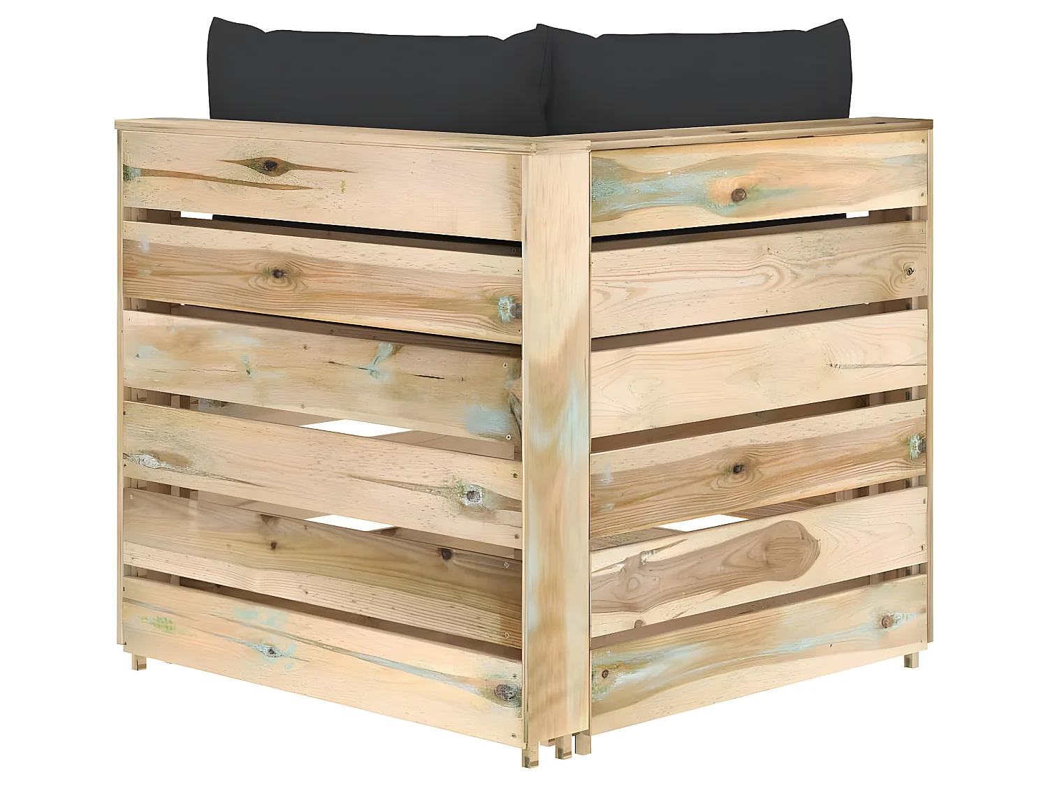 Canapé de jardin 2 places avec coussins Bois imprégné de vert