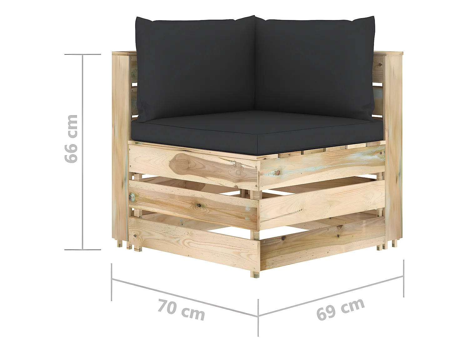 Canapé de jardin 2 places avec coussins Bois imprégné de vert