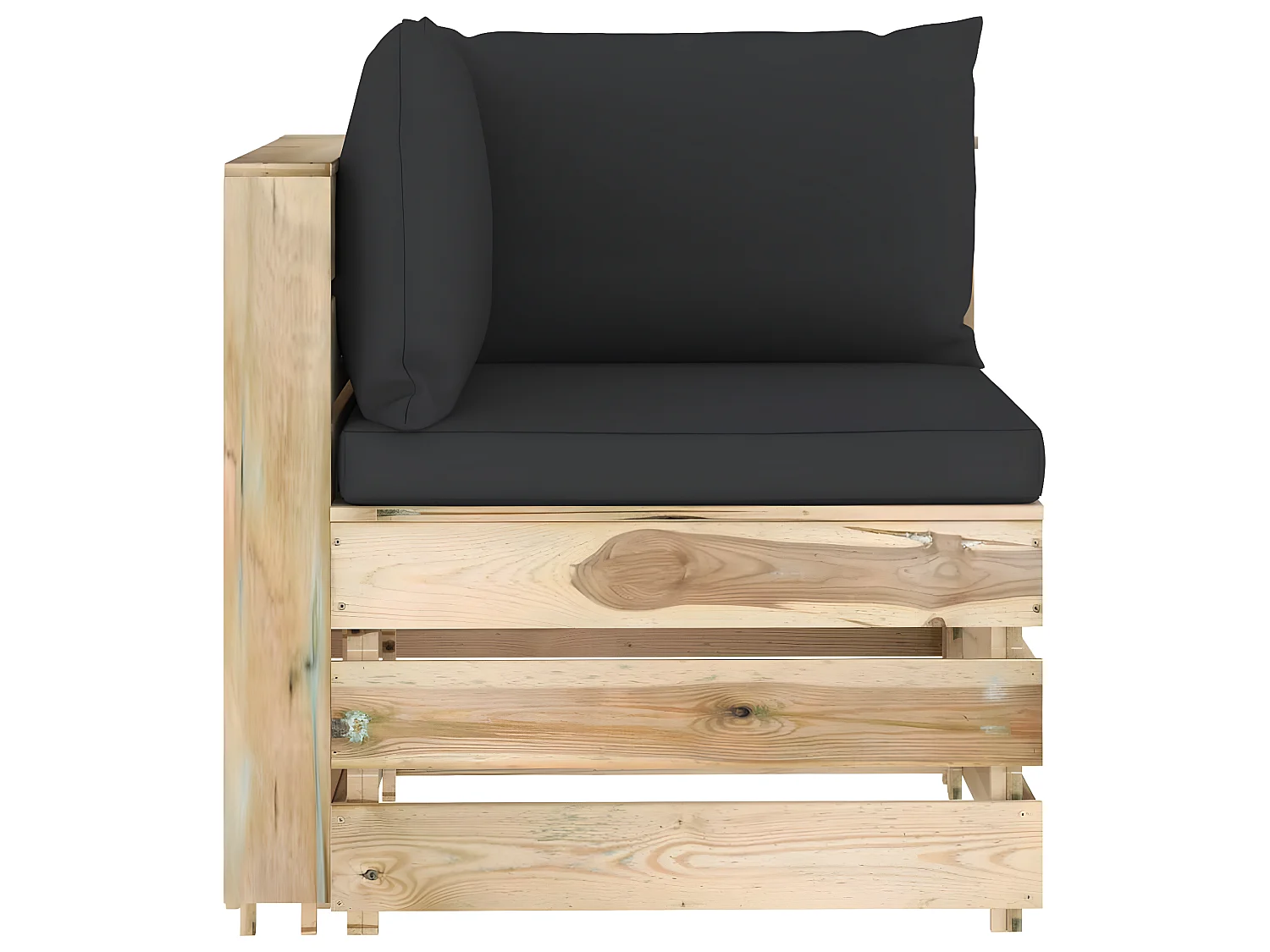 Canapé de jardin 2 places avec coussins Bois imprégné de vert