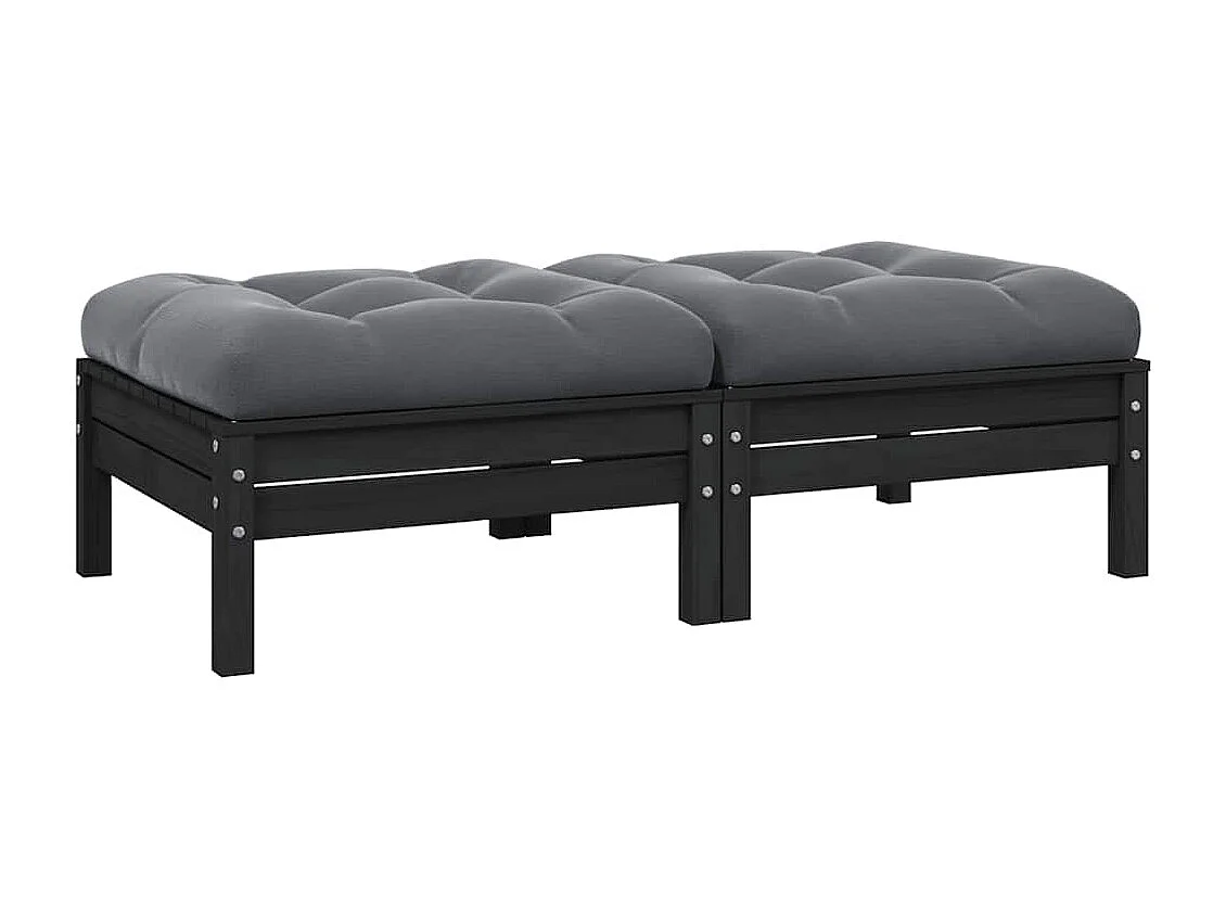 Gartensofa 2-Sitzer mit Kissen in Schwarz Massivholz Kiefer